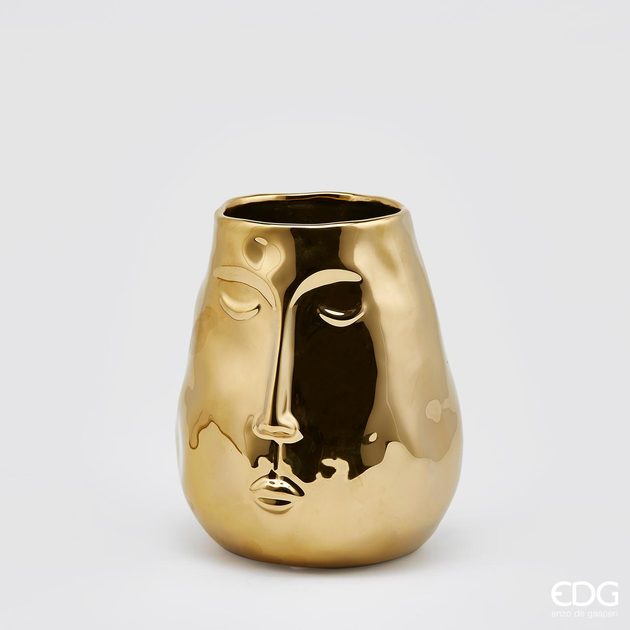 Váza Faccia s tváří zlatá, 19x17 cm - EDG - Vázy a mísy - Bytové doplňky -  Eshop s interierovými doplňky - Homedesignshop.cz