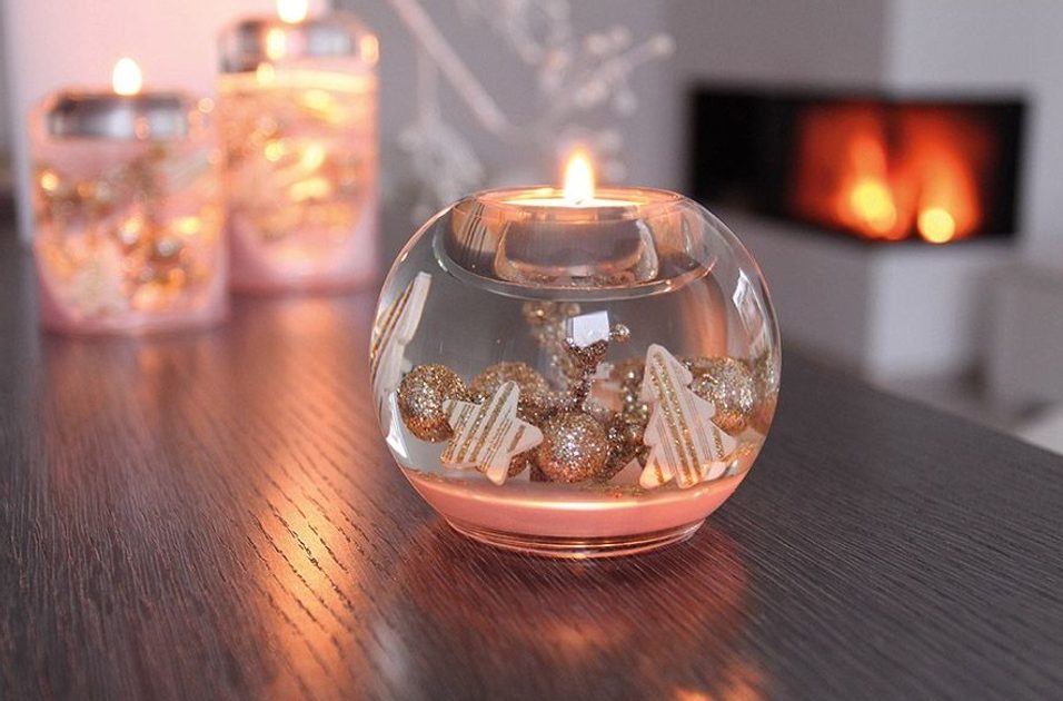 Homedesignshop.sk - Vianočný sklenený svietnik na čajovú sviečku Rosa, 8x9  cm - GILDE - Vianočné svietniky - Vianoce - Eshop s interiérovými doplnkami