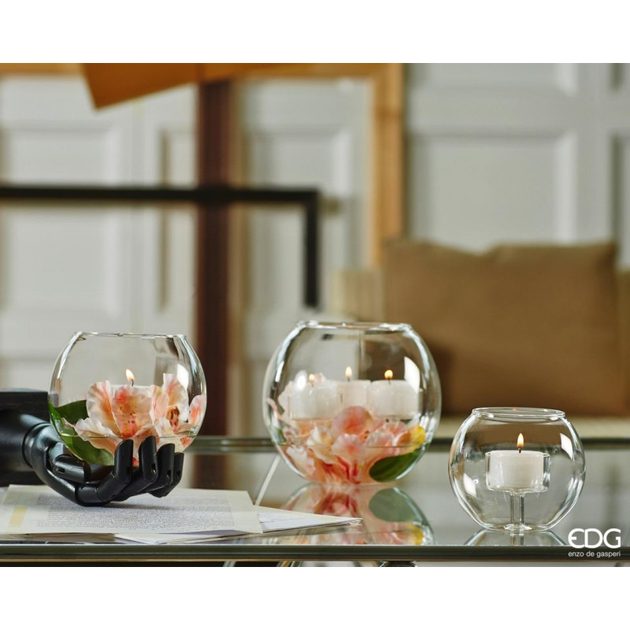 Homedesignshop.sk - Sklenený svietnik na čajové sviečky, 13x14 cm - EDG -  Svietniky - Bytové doplnky - Eshop s interiérovými doplnkami