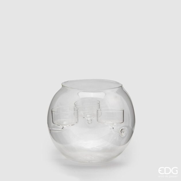 Homedesignshop.cz - Skleněný svícen na čajové svíčky, 13x14 cm - EDG -  Svícny - Bytové doplňky - Eshop s interierovými doplňky