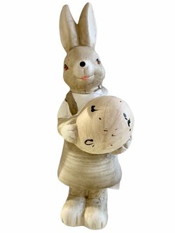 Homedesignshop.cz - Velikonoční dekorace keramický zajíček s vejcem hnědý,  8x7x21cm - STORGE - Dekorace - Velikonoce - Eshop s interierovými doplňky