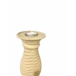 Keramický svietnik na čajovú sviečku béžový, 25x9,5 cm