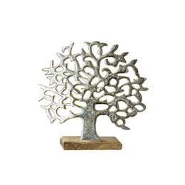 Dekorácie kovový strom života na dřevěmém kline, 8x38x37 cm