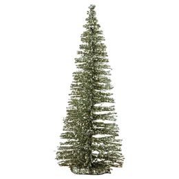 Vianočná dekorácia stromček s flitrami strieborný, 15cm