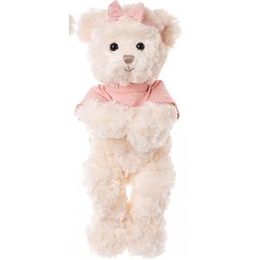 Plyšový medvídek Cissi s růžovou mašlí 1ks, 35 cm