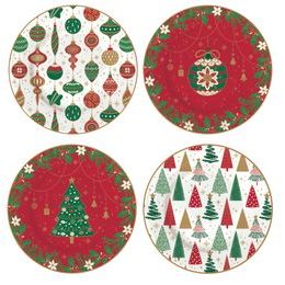 Vánoční porcelánová sada dezertní talíře 4ks Jingle Bells 19cm, Easy Life