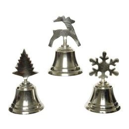 Vánoční kovový zvoneček stříbrný, 6x6x10 cm