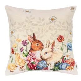 Velikonoční gobelínový potah na polštář Bunnies, 45x45cm
