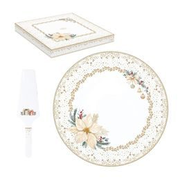 Vánoční servírovací podnos na dort s lopatkou White Elegance 32cm, Easy Life