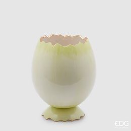 Keramická váza vejce skořápka zelená, 25x20,5 cm