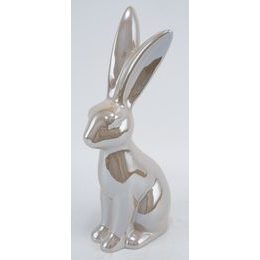 Velikonoční dekorace keramický zajíc Shiny krémová/lesklá, 17x10,5x37 cm