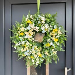 Jarní dekorace věnec na dveře jarní kvítí, 60-65 cm