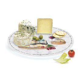 Otočný skleněný servírovací talíř bílý Les Fromages v dárkovém balení 32cm, Easy Life