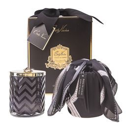 Côte Noire - Herringbone svíčka Black & Gold s šátkem, Královna noci