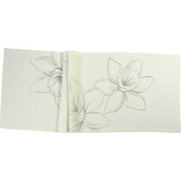 Běhoun na stůl Empress bílý s vyšitými květy 50x150cm, Sander