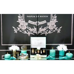 Côte Noire - Large Art Deco svíčka Tiffany Blue & Gold, Perská limetka