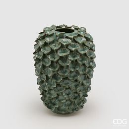 Keramická váza Chakra s listy leknínu zelená, 32x22 cm