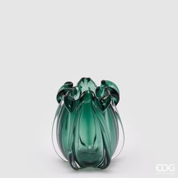 Skleněná váza Volute zelená, 21x18 cm