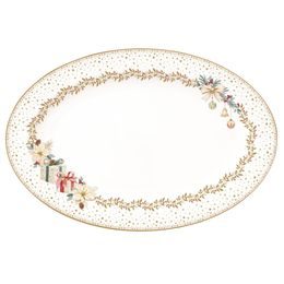 Vianočný servírovací oválny podnos White Elegance 35x23, 5cm, Easy Life