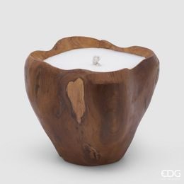 Dekorace svíčka ve dřevě natural, 19x21 cm