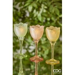 Sklenený svietnik na čajovú sviečku Bombato číry, 7x9,5 cm