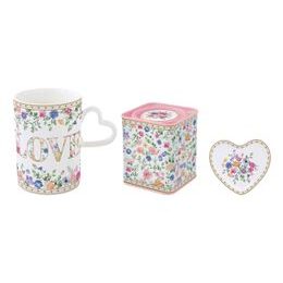 Porcelánová sada na čaj: hrnček, dóza, odkladač Mon Amour, Easy Life