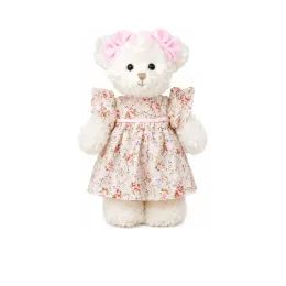 Plyšový medvídek Elisa v růžových šatech bílý, 25 cm
