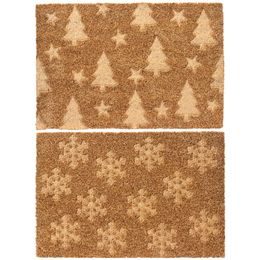 Vianočná rohožka pred dvere so stromčekmi a snehovými vločkami 1ks, 60x40x1,5 cm