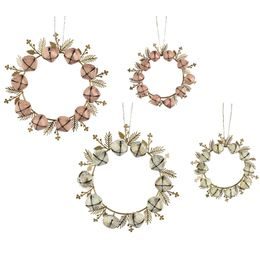 Vánoční dekorace kovový věneček z rolniček 2ks, 19x3 cm