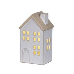 Keramická dekorace domeček s LED osvětlením, 6,2x7,4x12,7cm
