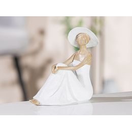 Dekorace figura dáma v klobouku sedící, 8x16,5x17 cm