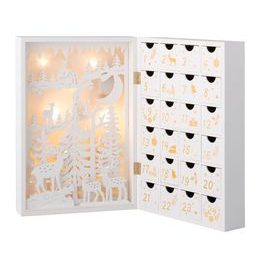 Vianočné dekorácie kniha adventný kalendár s LED osvetlením biely, 11x23,5x34,5 cm