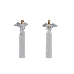 Dekorace figura anděl Anna mátový se stříbrnými křídly 1ks, 22x10x3 cm