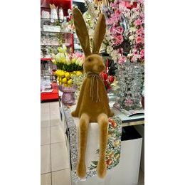 Velikonoční dekorace semišový sedící zajíc hnědý, 28x28x92 cm