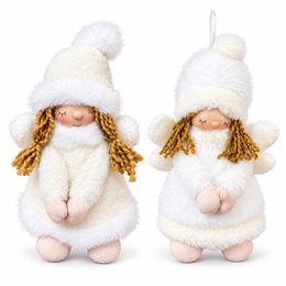 Vianočná dekorácia závesný anjel v kožúšku 1ks, 26 cm