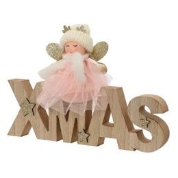 Vánoční dekorace anděl s nápisem XMAS, 24x2x16cm