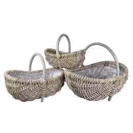 Ratanový koš na květiny s igelitovou výplní šedý, 45-55-65cm