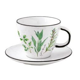 Porcelánový šálek s podšálkem Herbarium 250 ml, Easy Life