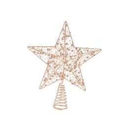 Vianočná dekorácia zlatá špička na stromček hviezda s LED svetlom, 6x25x27 cm