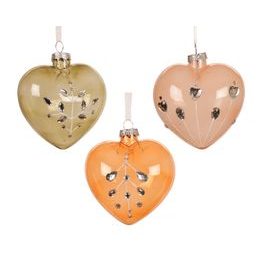 Vánoční skleněná ozdoba srdce 1ks, 9x6,7x10,3 cm