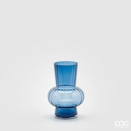 Skleněná váza Sfera modrá, 21x13,5 cm