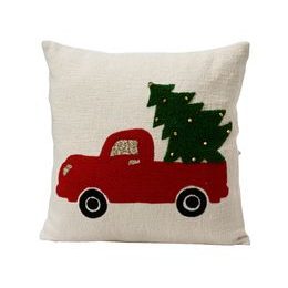 Vianočný vankúš s výplňou auto so stromčekom, 45x45 cm