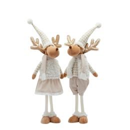 Vianočná dekorácia figúrka soba Renna bielo-béžová 1ks, 65cm