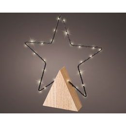 Vánoční dekorace stromeček s hvězdou s LED diodami, 4,2x27x30 cm