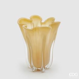 Skleněná váza Drappo žlutá, 27x22 cm
