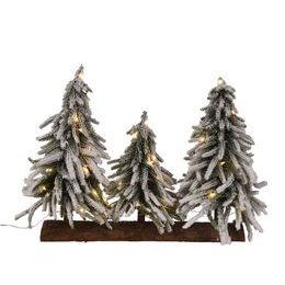 Vianočná dekorácia zasnežené stromčeky s LED osvetlením, 15x46x34 cm