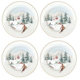 Vianočná porcelánová súprava dezertných tanierov 4ks Chalet 19 cm, Easy Life