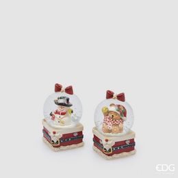 Vánoční dekorace sněžítko sněhulák/medvídek 1ks, 7,5x5 cm