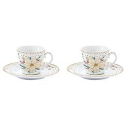 Vianočná porcelánová súprava 2 šálok a podšálok na espresso White Elegance 80 ml, Easy Life