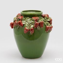 Keramická váza s jahodami Strawberries Amphora zelená, 35x33 cm
